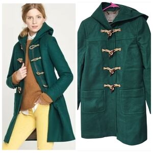 J.Crew Wool Cashmere By Nello Gori Coat Hooded Green Size 6